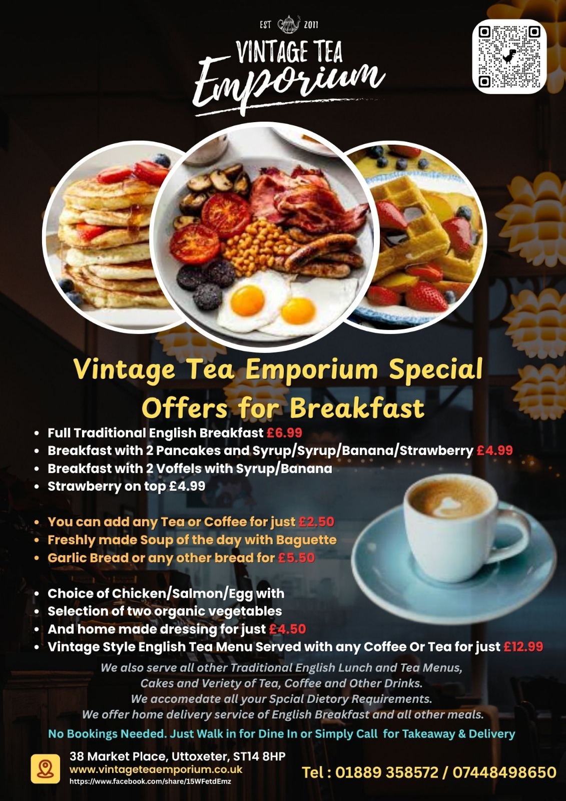 Vintage Tea Emporium Breakfast Offers Poster